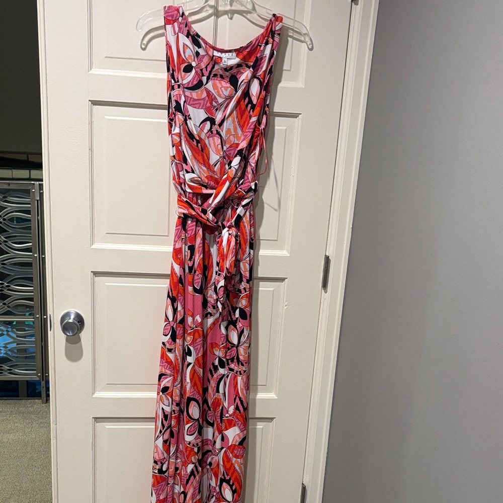 Chaus Pink and Orange Floral Maxi Dress